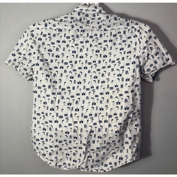 Burnside Men's White Tropical Print Button Down Short Sleeve Shirt Size M - Picture 2 of 7